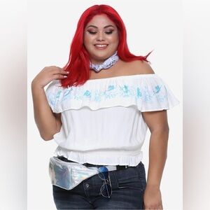 Disney The Little Mermaid Ariel Smocked Off-The-Shoulder Ruffle Top 3X